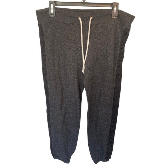 Monrow Womens Pull On Joggers Black Size Medium Eyelet‎ Stripe On Sides - Picture 1 of 5